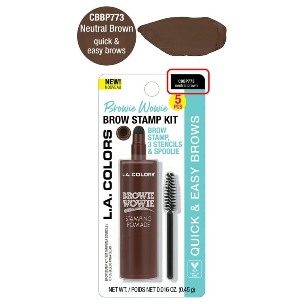 5 x LA COLORS Blend & Stamping Brow Powder Stencil Kit- CBBP773 Neutral Brown